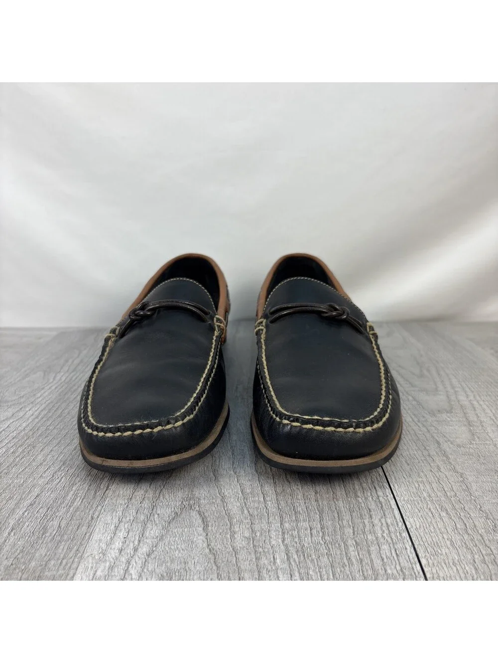 RZ Design Robert Zur Leather Loafer Boat Shoes Black Brown 10.5M